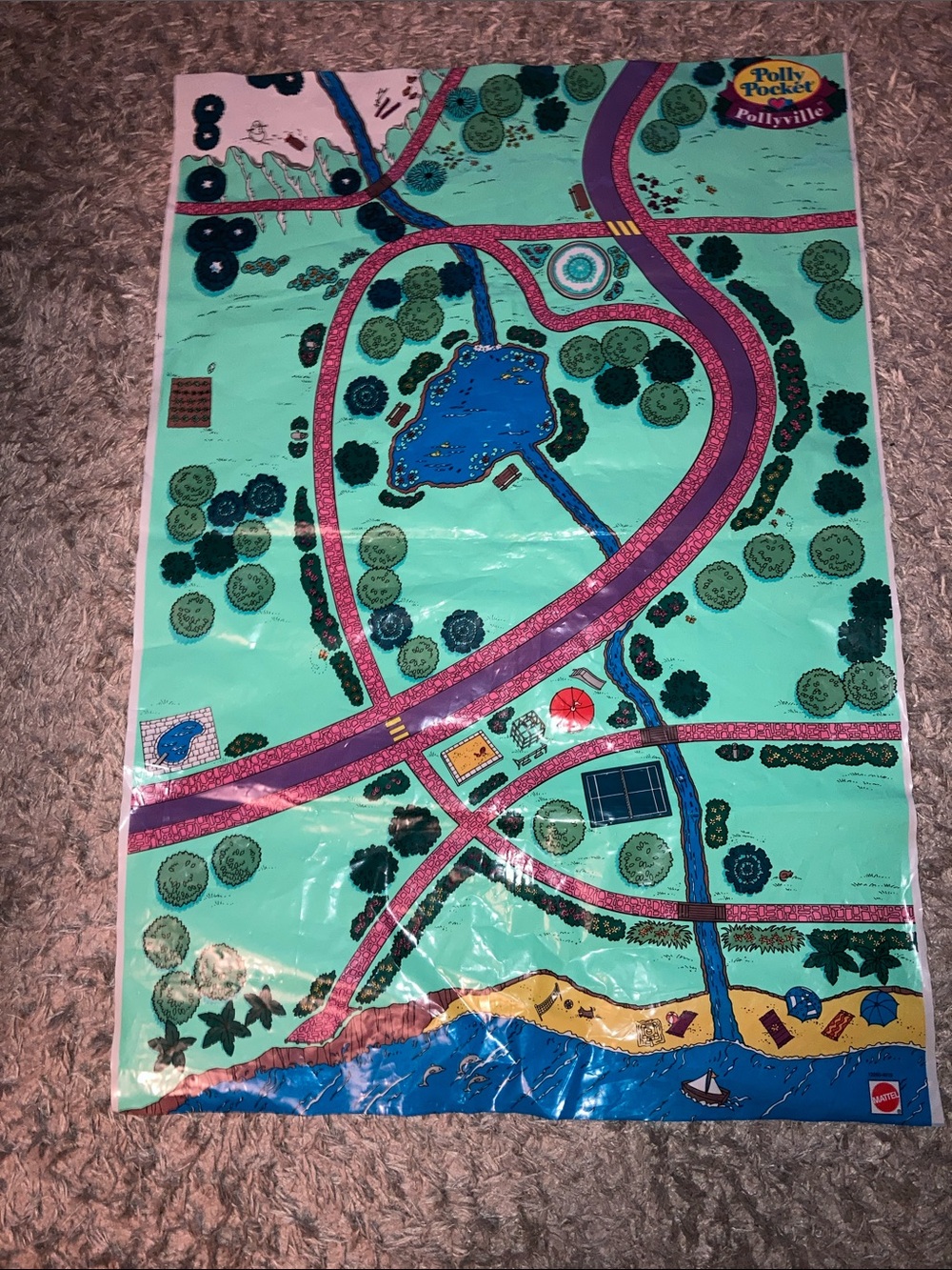 Polly Pocket Pollyville Play Mat - 1990’s Town Map Mattel 12200-4019